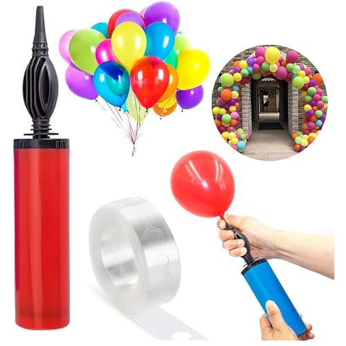 TOYXE Polypropylene (PP) Balloon Pump Arch Making Strip Glue Dot Tape And Curling Ribbon Set Of 9 Pcs, Multi - Image 2
