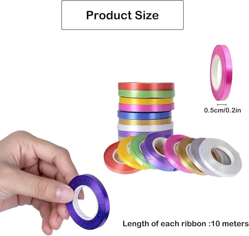 TOYXE Polypropylene (PP) Balloon Pump Arch Making Strip Glue Dot Tape And Curling Ribbon Set Of 9 Pcs, Multi - Image 4