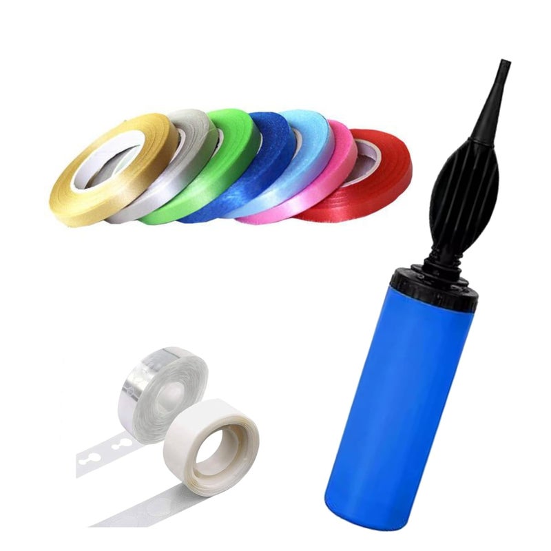 TOYXE Polypropylene (PP) Balloon Pump Arch Making Strip Glue Dot Tape And Curling Ribbon Set Of 9 Pcs, Multi - Image 5