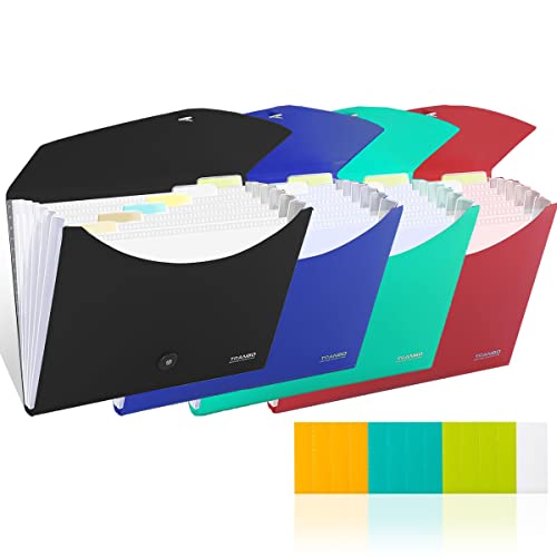 TRANBO 4 Pack 7 Pockets Accordion File Organizer TRANBO Letter SizeA4 Expanding File Folder with Index Tabs Expandable Plastic Document Organizer for Business Travel School Office Home - Image 1