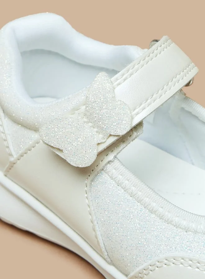 Barefeet Butterfly Glitter Sneakers with Hook and Loop Closure