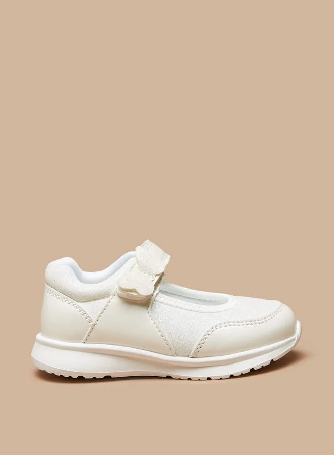 Barefeet Butterfly Glitter Sneakers with Hook and Loop Closure