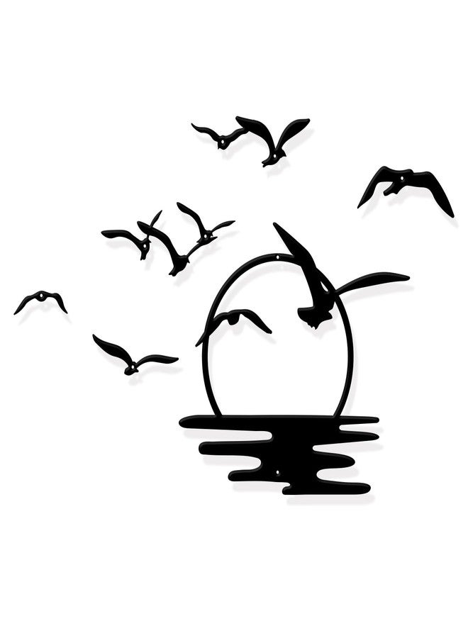 ORIGACH Black Flock of Birds Metal Wall Art, Flying Birds Wall Decor Modern Metal Art Hanging for Living Room Bedroom Indoor Outdoor - Image 1