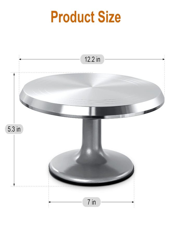 HIMALY 12'' Cake Stand, Cake Spinner Cake Decorating Supplies, Round Decorating Turntable Revolving Aluminum Table Holder Baking Display Tray Plate Tools Accessories for Birthday Wedding Party - Image 2