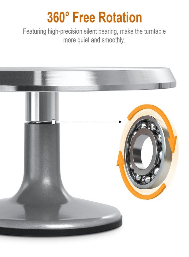 HIMALY 12'' Cake Stand, Cake Spinner Cake Decorating Supplies, Round Decorating Turntable Revolving Aluminum Table Holder Baking Display Tray Plate Tools Accessories for Birthday Wedding Party - Image 3