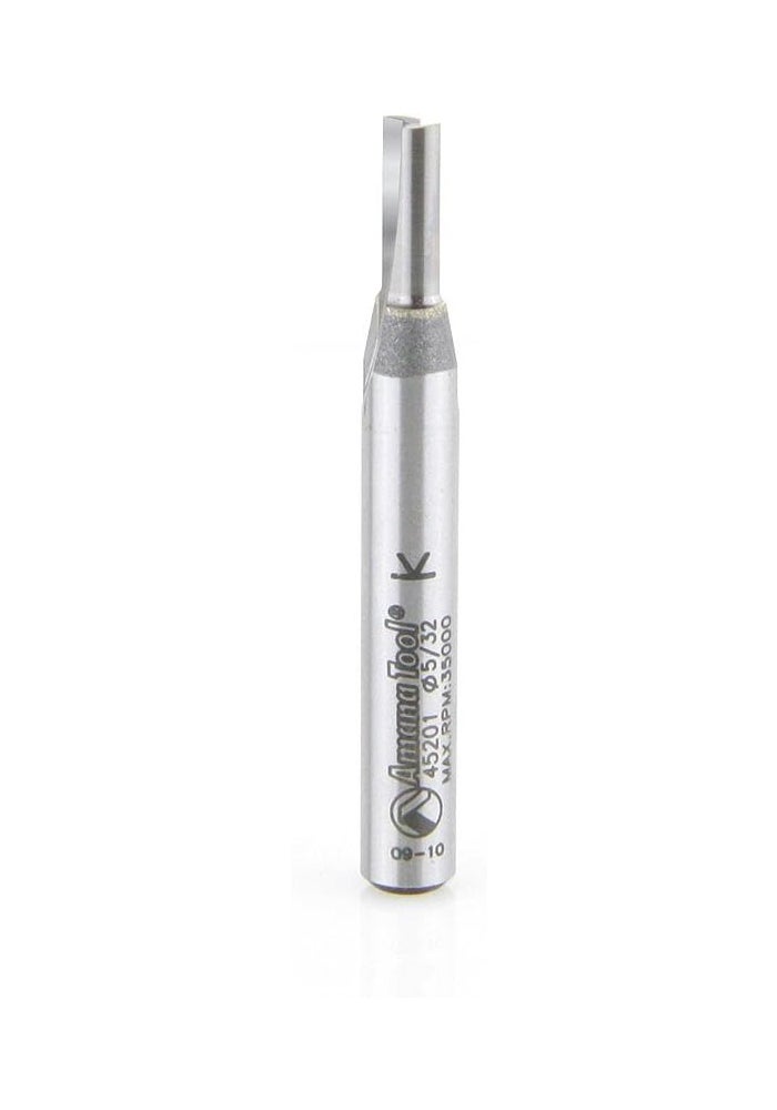 Amana Tool 45201 Straight Plunge Router Bit - 5/32-Inch Diameter, 7/16-Inch Cut Height, 1/4-Inch Shank, 2-Flute Carbide Tipped - Image 1