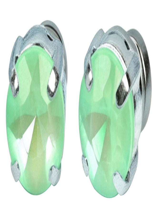 Solidindia Craft Pair of 8mm Oxley Green Crystal No Piercing Magnetic Clip On Non Pierced ears Stud Earrings for Women - Image 1