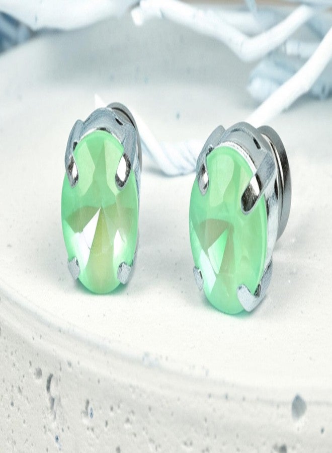 Solidindia Craft Pair of 8mm Oxley Green Crystal No Piercing Magnetic Clip On Non Pierced ears Stud Earrings for Women - Image 4