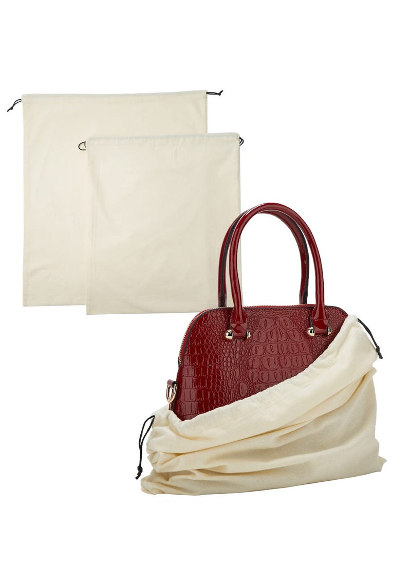 Barakah Dust Bags for Handbags, Dust Cover Storage Bags with Drawstring Pouch for Handbags, Purses, Shoes, Boots, Medium and Large, Set of 2(White) - Image 1