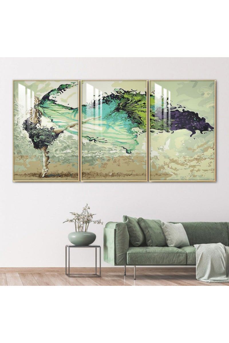 Marktna Three wooden wall painting with a frame and a clear acrylic layer - Image 1