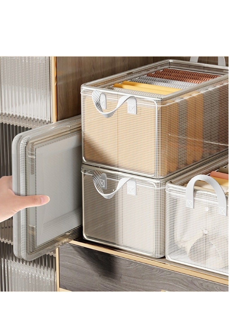 4 Pack Clothes Storage Box, home Organizer Wardrobe, Clothes and Pants Layered Sorting Box, Transparent Folding Storage Basket Frame  - Image 1