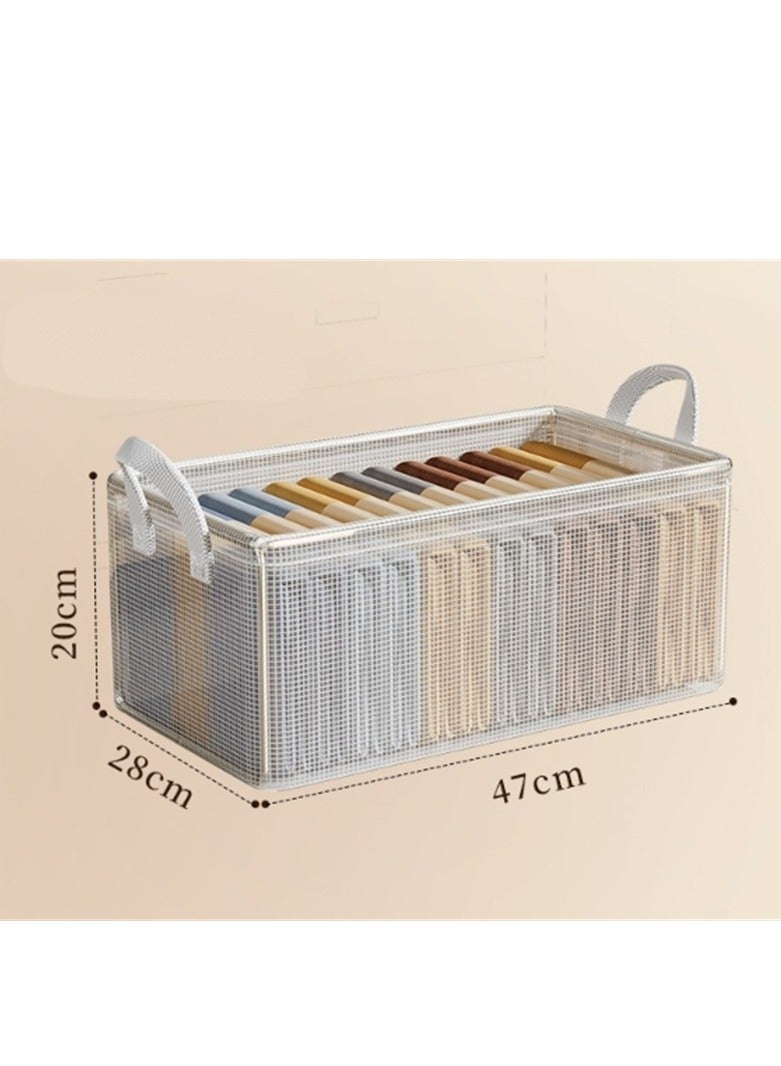 4 Pack Clothes Storage Box, home Organizer Wardrobe, Clothes and Pants Layered Sorting Box, Transparent Folding Storage Basket Frame  - Image 2