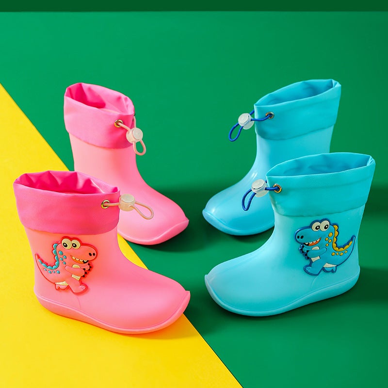 Cute Waterproof Children'S Rain Shoes Small And Medium Children'S Cartoon Flat Waterproof Rain Rubber Shoes Medium Pvc Children'S Rain Boots For Four Seasons - Image 5