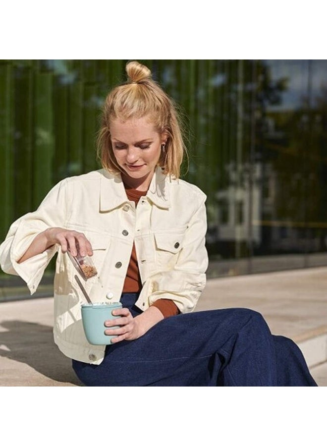 CMGTYYD Oval Lunch Mug, Practical Cereal Mug, Yoghurt Mug, Portable Water Mug, Freezer, Microwave and Dishwasher Safe, Light Green 500 ml + 200 ml. - Image 5