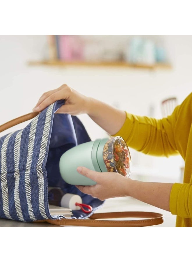 CMGTYYD Oval Lunch Mug, Practical Cereal Mug, Yoghurt Mug, Portable Water Mug, Freezer, Microwave and Dishwasher Safe, Light Green 500 ml + 200 ml. - Image 3