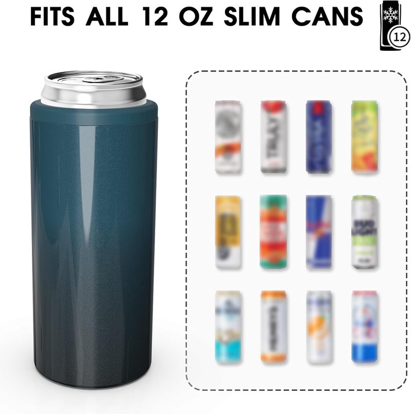 TILUCK Skinny Can Cooler for Slim Beer & Hard Seltzer, Stainless Steel, Doucle-Walled Stainless Steel Insulated Slim Cans, Standard 12 oz (Glitter IndigoBlack) - Image 3