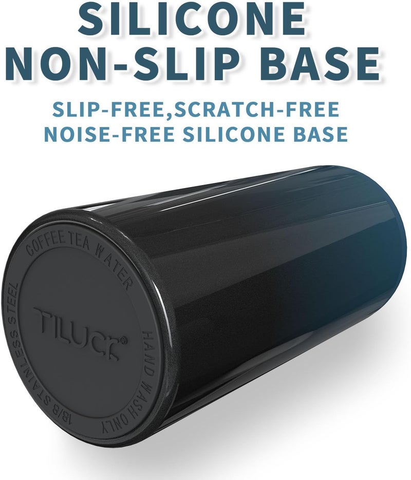 TILUCK Skinny Can Cooler for Slim Beer & Hard Seltzer, Stainless Steel, Doucle-Walled Stainless Steel Insulated Slim Cans, Standard 12 oz (Glitter IndigoBlack) - Image 4