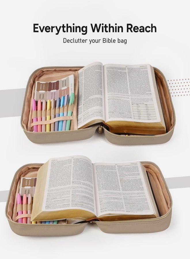 BellaHold Quilted Vegan Leather Bible Cover, Color-Blocked Bible Cover Case for Women, Bible Carrying Case with Handle, Bible Study Supplies & Christian Gift for Women and Girls (Desert Taupe, TS/S) - Image 3