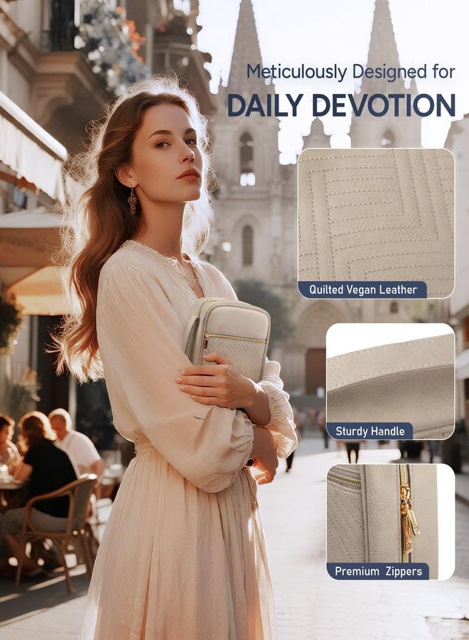BellaHold Quilted Vegan Leather Bible Cover, Color-Blocked Bible Cover Case for Women, Bible Carrying Case with Handle, Bible Study Supplies & Christian Gift for Women and Girls (Desert Taupe, TS/S) - Image 4