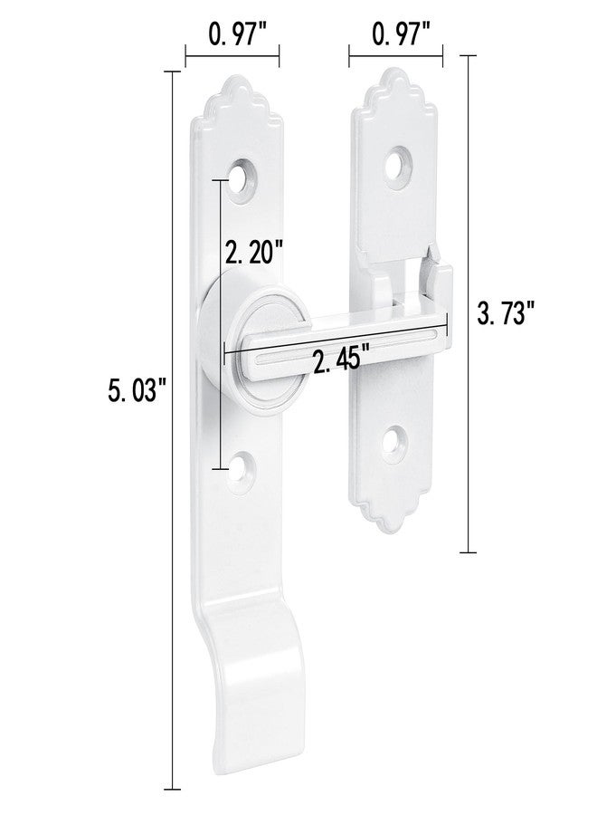 INIRET 180 Degree White Barn Door Lock, Flip Gate Latch with Handle, Heavy Sliding Door Latches, Door Security Sliding Latch Lock for Cabinets, Bathroom, Garden, Window, Garage - Image 2