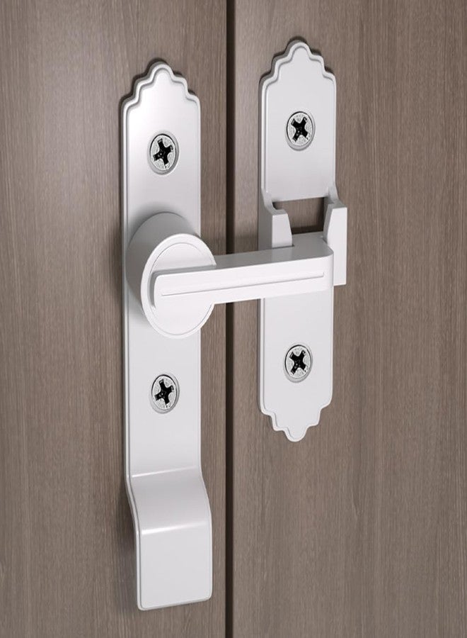 INIRET 180 Degree White Barn Door Lock, Flip Gate Latch with Handle, Heavy Sliding Door Latches, Door Security Sliding Latch Lock for Cabinets, Bathroom, Garden, Window, Garage - Image 4