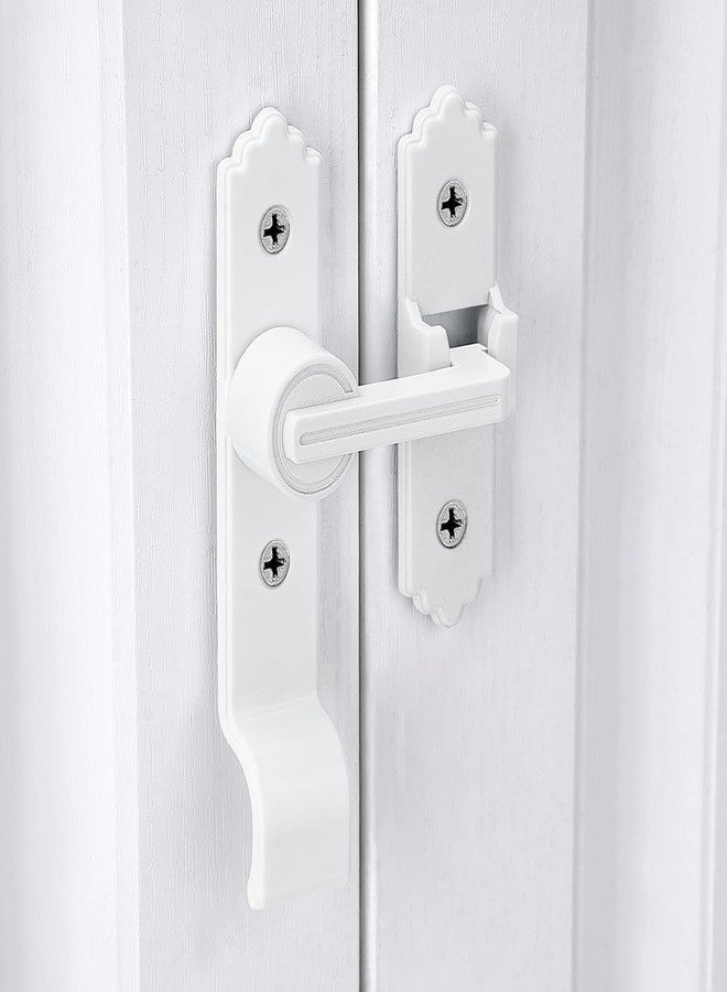 INIRET 180 Degree White Barn Door Lock, Flip Gate Latch with Handle, Heavy Sliding Door Latches, Door Security Sliding Latch Lock for Cabinets, Bathroom, Garden, Window, Garage - Image 5