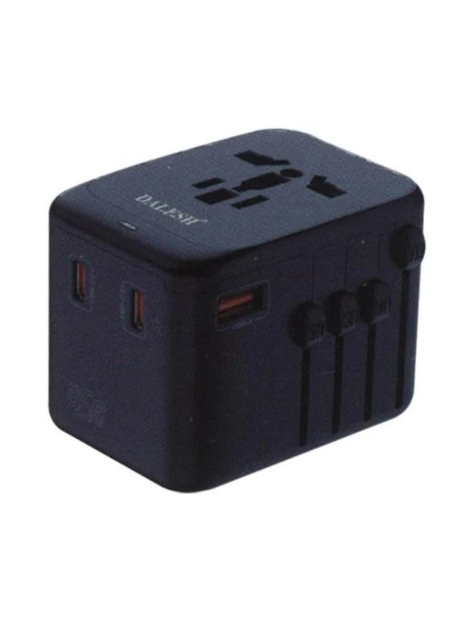 داليش وصلة السفر 45 واط محول سفر عالمي|  45 واط gan شحن سريع | 3 منافذ usb-c ومنفذ usb-a | يدعم أكثر من 100 دولة | مدمج وخفيف للبيت والسفر | موديل dls-h108u - Image 1