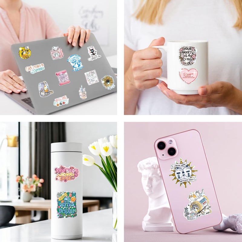 Yhliua 220Pcs Mental Health Stickers for Adults Holographic Psychology Stickers Gifts Mental Health Awareness Sticker Vinyl Positive Sticker for Water Bottle Journals Therapist Office Must Haves(mental220) - Image 3