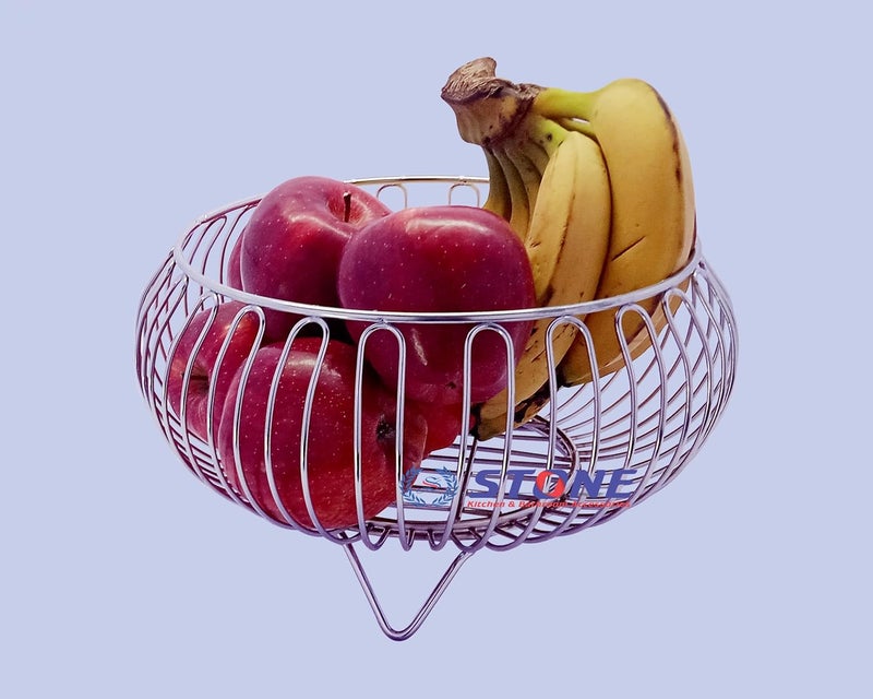 STONE STONE Heavy Duty Stainless Steel Fruit and Vegetable BasketTable Top Fruit RackVegetable StandChrome Finish - Image 1