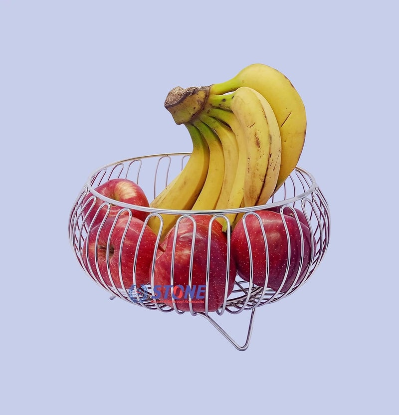 STONE STONE Heavy Duty Stainless Steel Fruit and Vegetable BasketTable Top Fruit RackVegetable StandChrome Finish - Image 4
