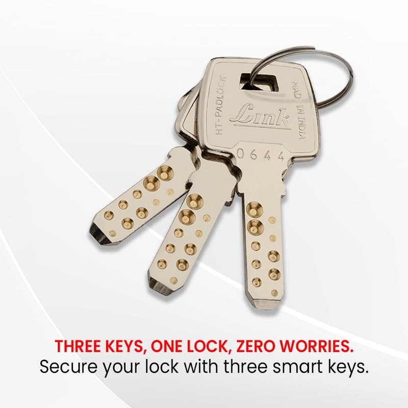 Link قفل باد 60 مم مع 3 مفاتيح عالية التقنية | قفل للمنزل، المتجر، المكتب | شاكلة مقواة | قفل باب (عبوة من 1) - Image 3