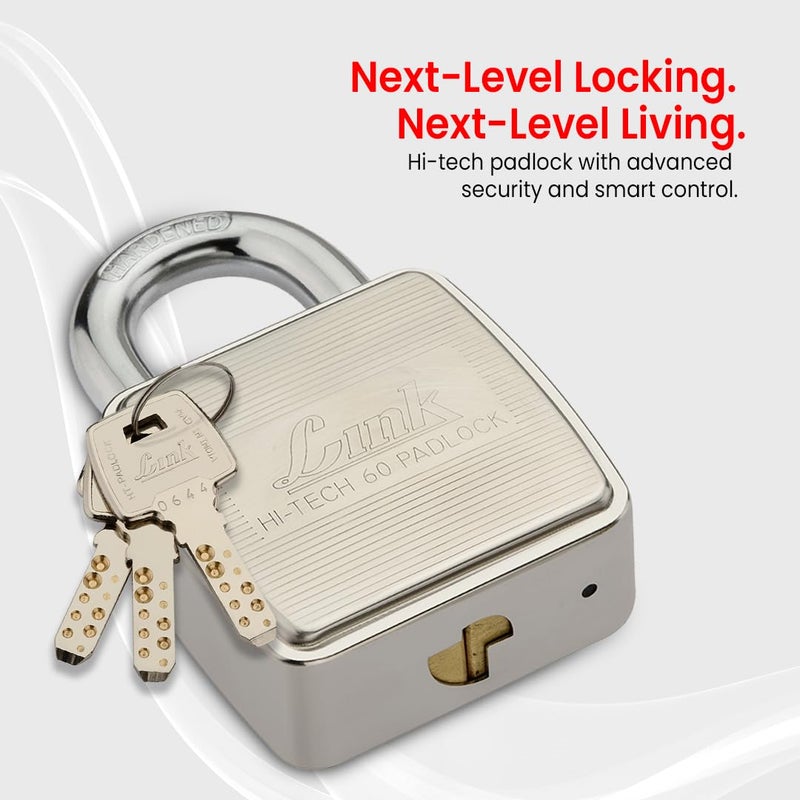 Link قفل باد 60 مم مع 3 مفاتيح عالية التقنية | قفل للمنزل، المتجر، المكتب | شاكلة مقواة | قفل باب (عبوة من 1) - Image 2