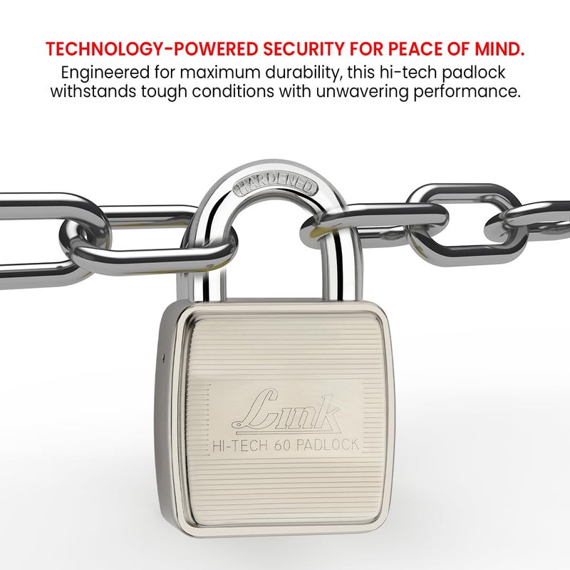 Link قفل باد 60 مم مع 3 مفاتيح عالية التقنية | قفل للمنزل، المتجر، المكتب | شاكلة مقواة | قفل باب (عبوة من 1) - Image 5