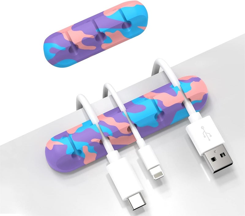 إنشور منظم الكابلات INCHOR، منظم الأسلاك لإدارة الكابلات، مشابك الكابلات حامل كابلات USB ومنظم الأسلاك (5 فتحات، 3 فتحات ملونة) - Image 1