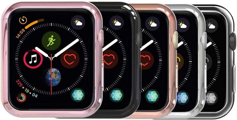 Simpeak 5PACK Soft Back Case Compatible with Apple Watch Series 9 8 7 41mm 45mm Series 6 SE 5 440mm 44mm Series 3 2 38mm 42mmClearBlackPinkRose GoldSilver No Screen 40mm - Image 2