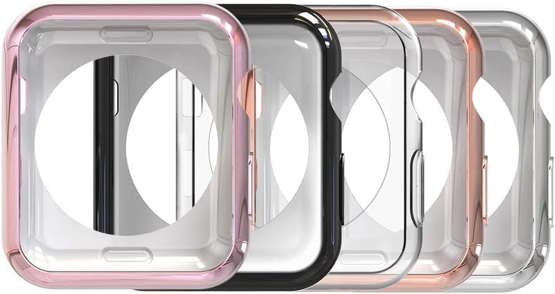 Simpeak 5PACK Soft Back Case Compatible with Apple Watch Series 9 8 7 41mm 45mm Series 6 SE 5 440mm 44mm Series 3 2 38mm 42mmClearBlackPinkRose GoldSilver No Screen 40mm - Image 1