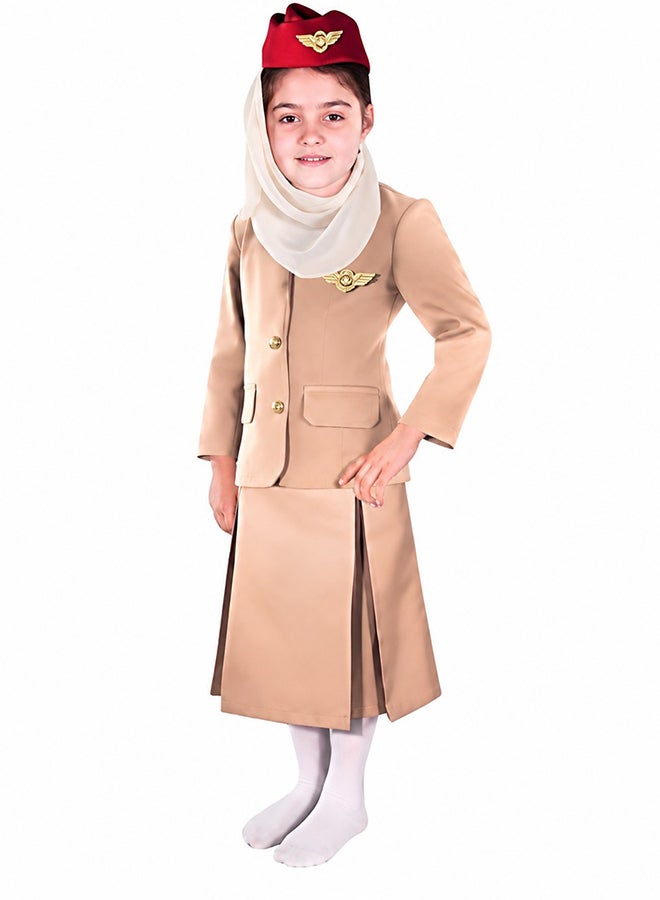 Toy Land طقم زي مضيفة طيران للفتيات مع قبعة – زي دور طاقم الطيران للعب الأدوار للفتيات من عمر 10 إلى 11 سنة - Image 2