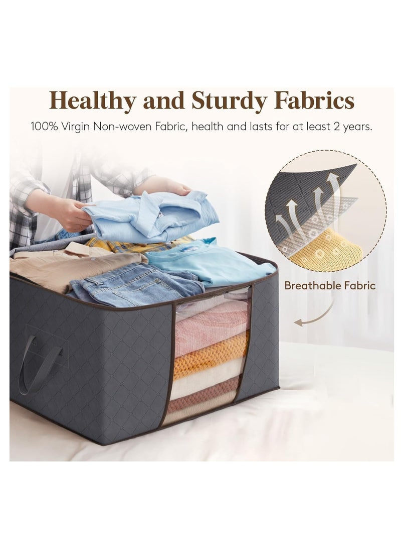 Loquat 90L Large Storage Bags, Closet Organizers and Storage, Clothes Storage Bins with Lids, Foldable Storage Containers with Reinforced Handles for Clothing, Blanket, Bedding, Comforter 3 Pack Gray - Image 4
