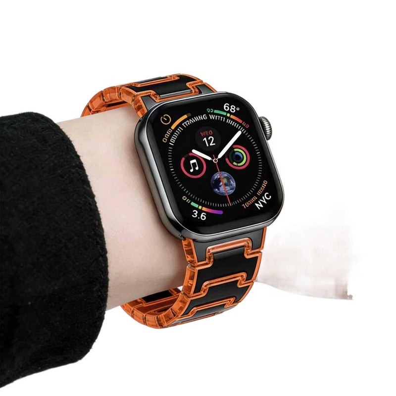 AD سوار ساعة ذكية سوار راتنج متوافق مع Apple Watch بملاءمة قابلة للتعديل وحزام بديل للاستخدام اليومي باللون أسود قابل للتعديل باللون الأسود - Image 4