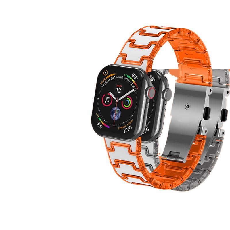 AD سوار ساعة ذكية سوار راتنج متوافق مع Apple Watch بملاءمة قابلة للتعديل وحزام بديل للاستخدام اليومي باللون أسود قابل للتعديل باللون الأسود - Image 1