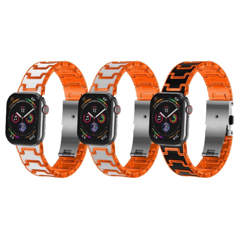 AD سوار ساعة ذكية سوار راتنج متوافق مع Apple Watch بملاءمة قابلة للتعديل وحزام بديل للاستخدام اليومي باللون أسود قابل للتعديل باللون الأسود - Image 2