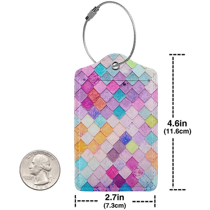 GuLiNiao Luggage Tags for Suitcases – 2 Pack, Multiple Designs PU Leather with Privacy Cover and Durable Steel Ring – ID Tags for Women, Men, Kids (Multi-Color) - Image 4