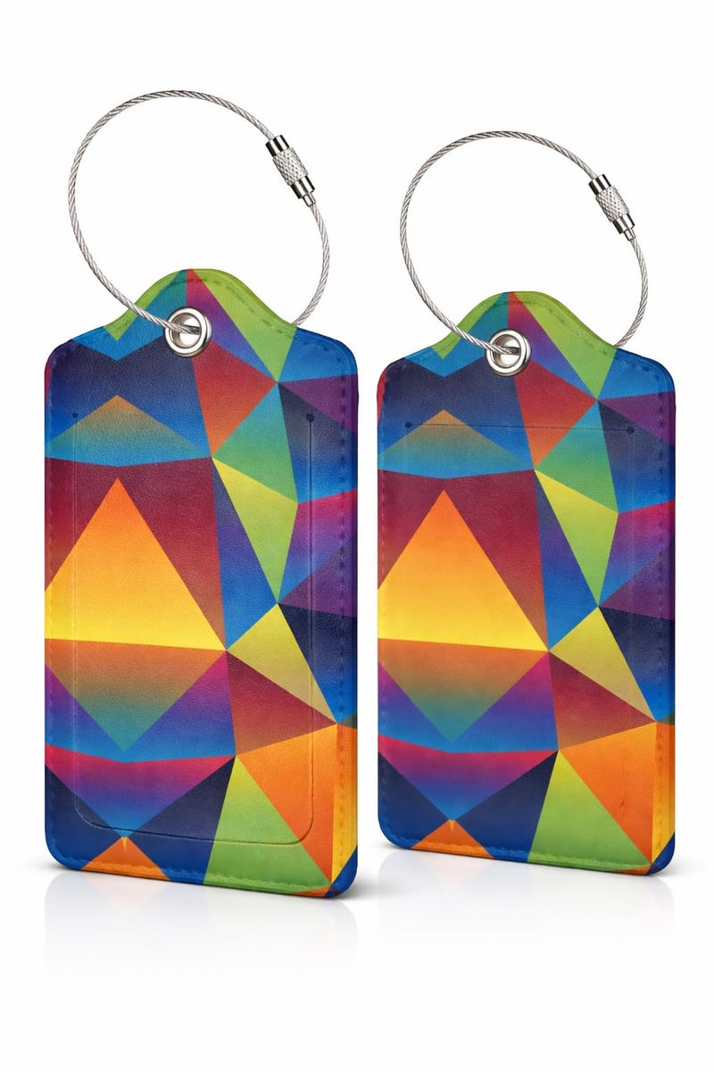 GuLiNiao Luggage Tags for Suitcases – 2 Pack, Multiple Designs PU Leather with Privacy Cover and Durable Steel Ring – ID Tags for Women, Men, Kids (Multi-Color) - Image 1