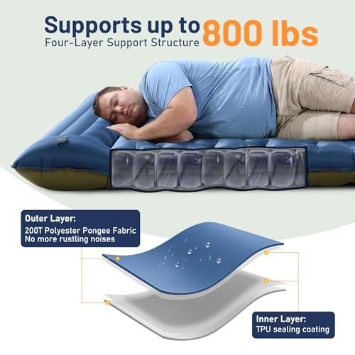KASBAH Double Inflatable Camping Sleeping Pad,Thick 6 inch 2 Person Ultralight Sleeping Mat with Built-in Foot Pump and Pillow,Camping Essentials for Hiking,Backpacking,Traveling, Tent - Image 5
