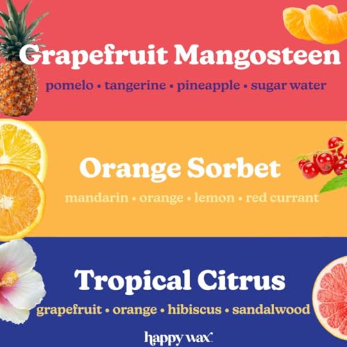Happy Wax Citrus Mix Natural Soy Wax Melts - 6oz Total - Three 2oz Pouches Including Tropical Citrus, Orange Sorbet & Grapefruit Mangosteen - Image 2