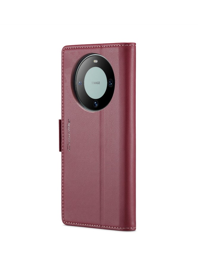 CaseMe - Flip Wallet Case For Huawei Mate 60 Pro [RFID Blocking] PU Leather Wallet Flip Folio Case with Card Holder Kickstand Shockproof Phone Cover (Red) - Image 1