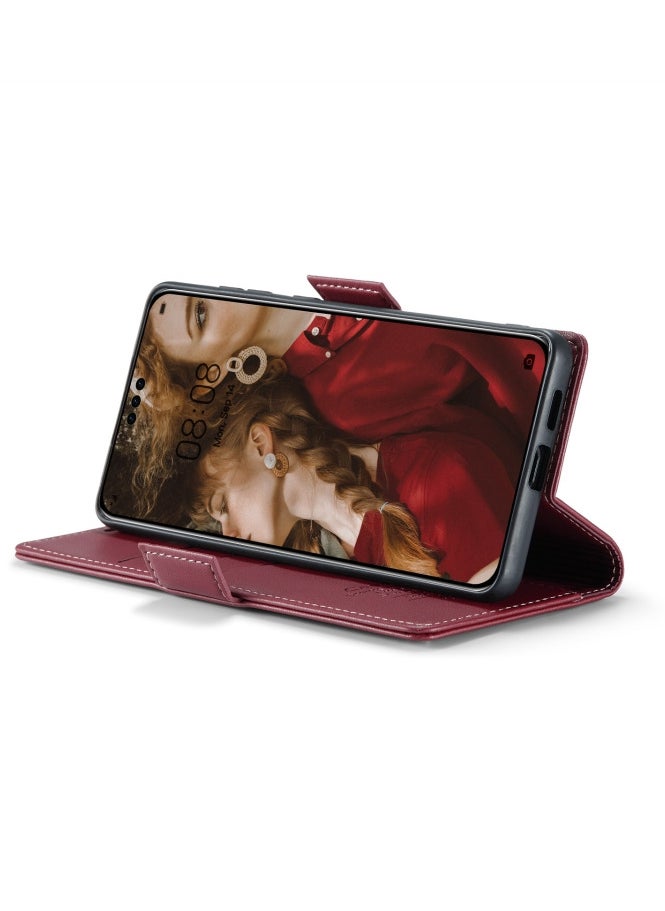 CaseMe - Flip Wallet Case For Huawei Mate 60 Pro [RFID Blocking] PU Leather Wallet Flip Folio Case with Card Holder Kickstand Shockproof Phone Cover (Red) - Image 1