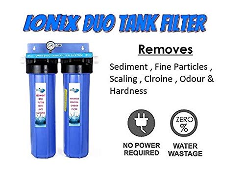 IONIX نظام فلترة خزان IONIX Duo بحجم 1 بوصة في الداخل والخارج مزيل مياه مالحة إعداد DualFilter مع كرات معالجة المياه الصلبة متضمنة 1 مجموعة باللون الأزرق - Image 2