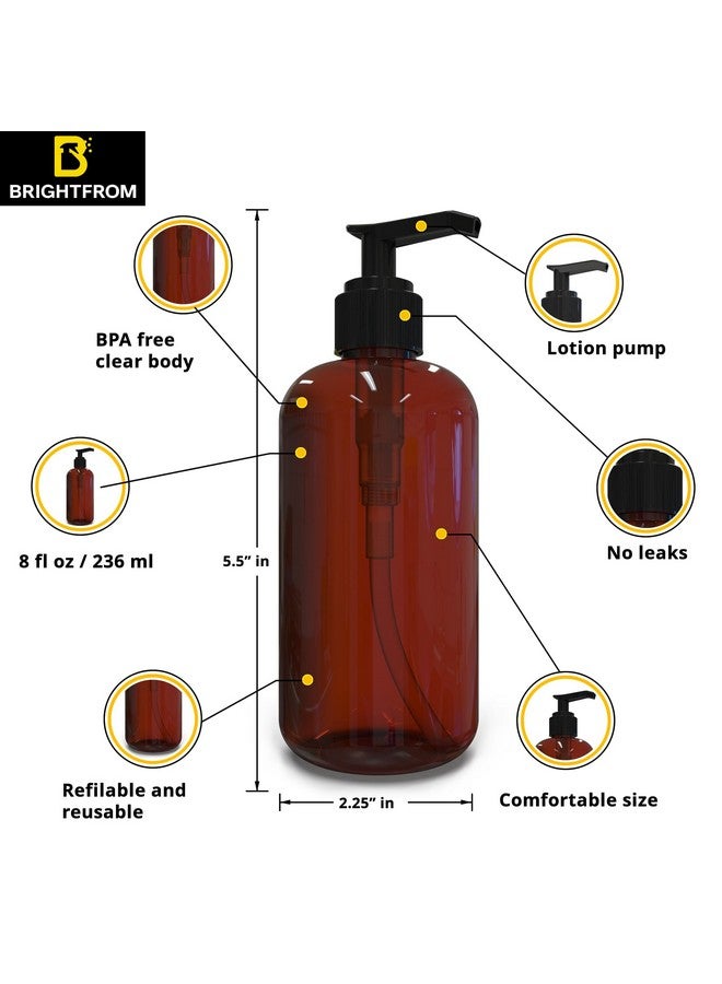 BRIGHTFROM Plastic Bottles With Pump Dispenser, 8 Oz Empty, Bpa Free Refillable Containers For Body Wash, Moisturizer, Face Cream, Liquid Soap - Amber/Black - 2 Pack - Image 2