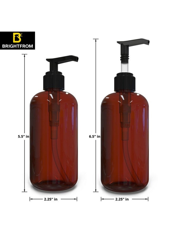 BRIGHTFROM Plastic Bottles With Pump Dispenser, 8 Oz Empty, Bpa Free Refillable Containers For Body Wash, Moisturizer, Face Cream, Liquid Soap - Amber/Black - 2 Pack - Image 3
